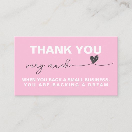 Dank u Customer appreciation note Roze hart Visitekaartje (Voorkant)
