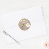 Dank u Daisy Flower Natuur Cream Beige Handmade Ronde Sticker (Envelop)