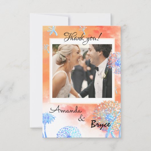 Dank u, Dandelion en waterverf wolken Bedankkaart (Voorkant)