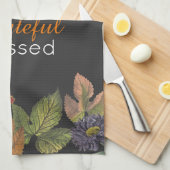 Dank u, dankbaar, gezegend  herfst floral theedoek (Quarter Fold)