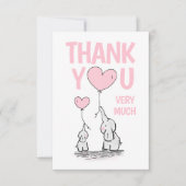 DANK U DANKZIJ Baby shower Elephant Pink BLANK Bedankkaart (Voorkant)