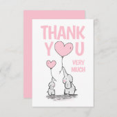 DANK U DANKZIJ Baby shower Elephant Pink BLANK Bedankkaart (Voorkant / Achterkant)