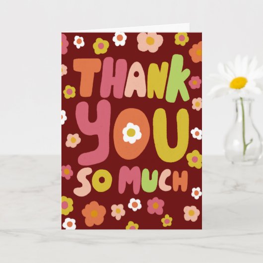 DANK U DANKZIJ DE Colorful Curvy Bubble Letters Kaart (Kleine Plant)