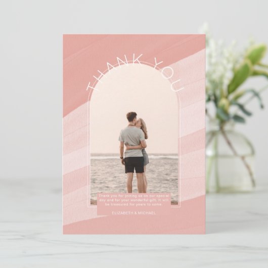 DANK U DANKZIJ DEZE Dusty Pink Striped FOTO Kaart (Staand voorkant)