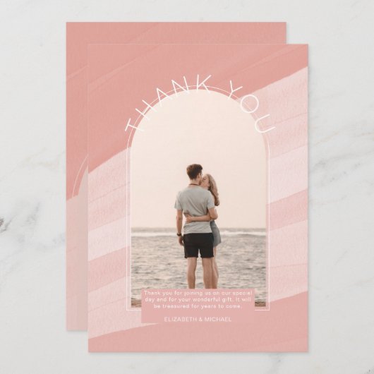 DANK U DANKZIJ DEZE Dusty Pink Striped FOTO Kaart (Voorkant / Achterkant)