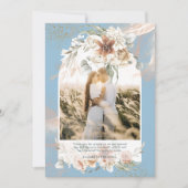 DANK U DANKZIJ Dusty Blue Pampas Grass Floral PHOT Bedankkaart (Voorkant)