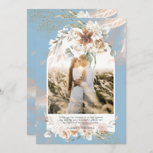 DANK U DANKZIJ Dusty Blue Pampas Grass Floral PHOT Bedankkaart