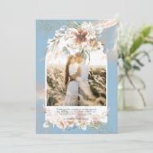 DANK U DANKZIJ Dusty Blue Pampas Grass Floral PHOT Bedankkaart (Staand voorkant)