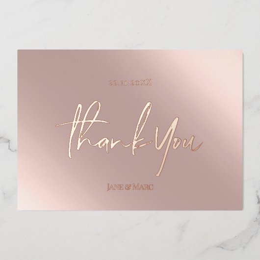 Dank u dat u de echte Folie Rosegold Roze vindt Folie Feestdagenkaart (Voorkant)