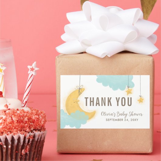 Dank u dat u het Baby shower van Moon Stars Clouds Rechthoekige Sticker (Feest)