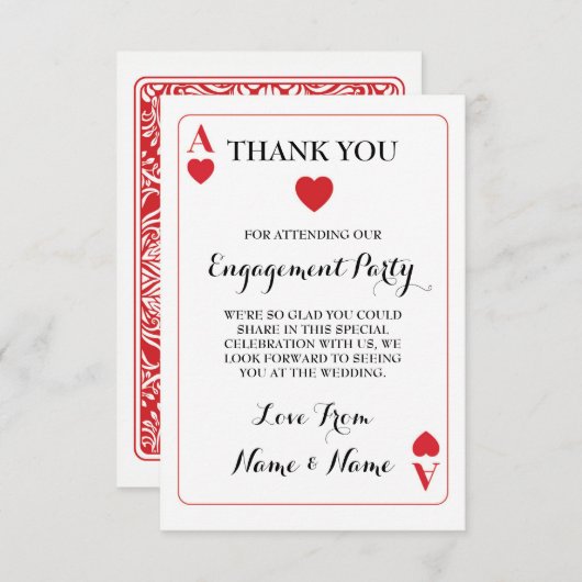 Dank u dat u kaarten speelt Ace of Hearts Red (Voorkant / Achterkant)