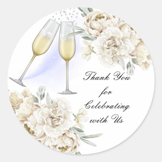 Dank U dat u met ons hebt gevierd Ronde Sticker (Voorkant)
