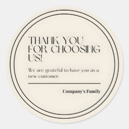 dank u dat u ons hebt gekozen ronde sticker