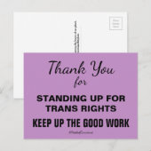 Dank u dat u op bent gekomen voor transgenders Res Briefkaart (Voorkant / Achterkant)