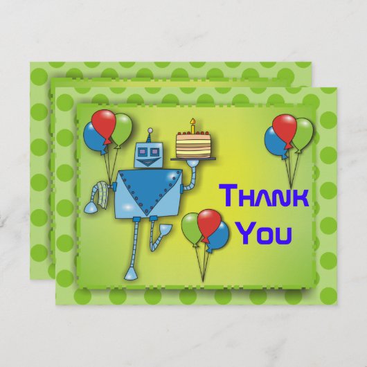 Dank u dat u robot met groene kaarten voor ballonn (Voorkant / Achterkant)