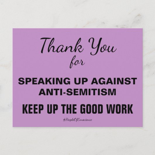 Dank u dat u uw stem tegen antisemitisme hebt verh briefkaart (Voorkant)