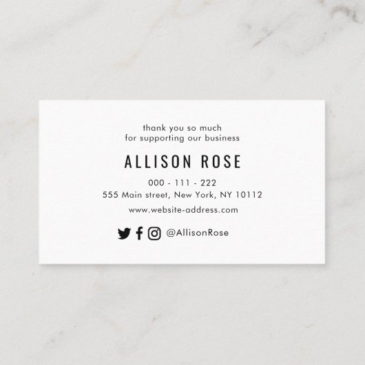 dank u dat u zwart visitekaartje hebt ingevoegd (Achterkant)