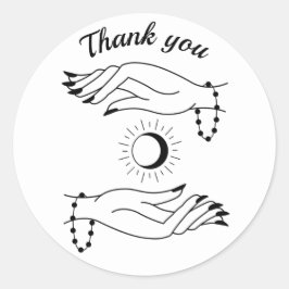 Dank u dat u zwarte lijn met handenschotel ronde sticker