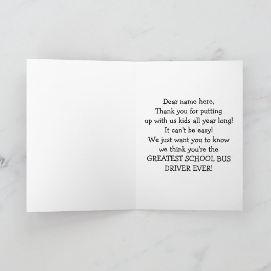 Dank u! - De Buschauffeur van de school/Rood Bedankkaart (Binnen)