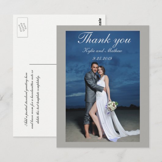 Dank u de Foto van het Huwelijk Briefkaart (Voorkant / Achterkant)