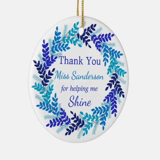 Dank u, de geschenk blauw kerstgeschut van de lera keramisch ornament (Rechts)