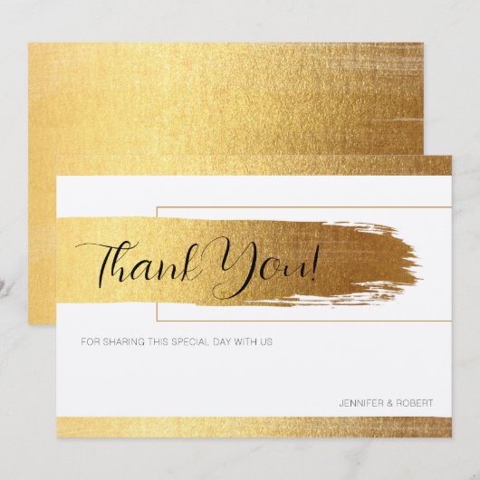 Dank u, de gouden grens van de manuscripttypografi bedankkaart (Voorkant / Achterkant)