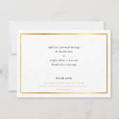 DANK U DE moderne, eenvoudige zwarte witte goudnaa Bedankkaart (Achterkant)