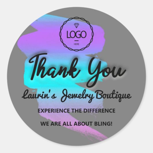 Dank u de Naam van het Manuscript Aangepaste LogoS Ronde Sticker (Voorkant)