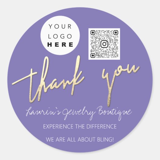 Dank u de Naam van het Manuscript Logo Qr- Code On Ronde Sticker (Voorkant)