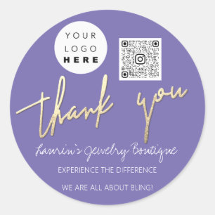 Dank u de Naam van het Manuscript Logo Qr- Code On Ronde Sticker