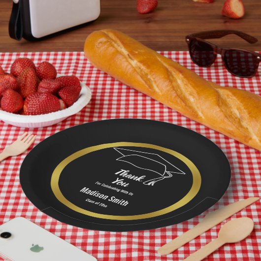 Dank u de naam van het zwarte en witte Afstuderen  Papieren Bordje (Picknick)