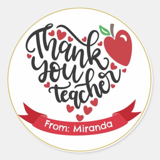 Dank u de persoonlijke cadeauverpakking van de ler ronde sticker (Voorkant)