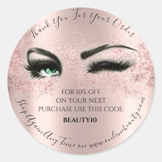 Dank u de Roos Lash Studio van de Korting van het  Ronde Sticker (Voorkant)