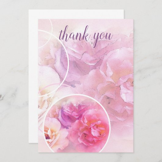 Dank u de Rozen van de Waterverf van het Manuscrip Bedankkaart (Voorkant / Achterkant)