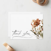 Dank u de Waterverf Wildbloemen van het Manuscript Notitiekaartje (Voorkant / Achterkant in situ)