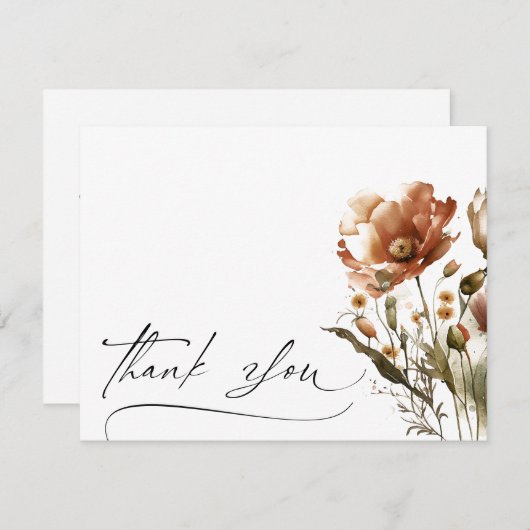 Dank u de Waterverf Wildbloemen van het Manuscript Notitiekaartje (Voorkant / Achterkant)