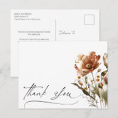 Dank u de Waterverf Wilde bloem van het Manuscript Briefkaart (Voorkant / Achterkant)