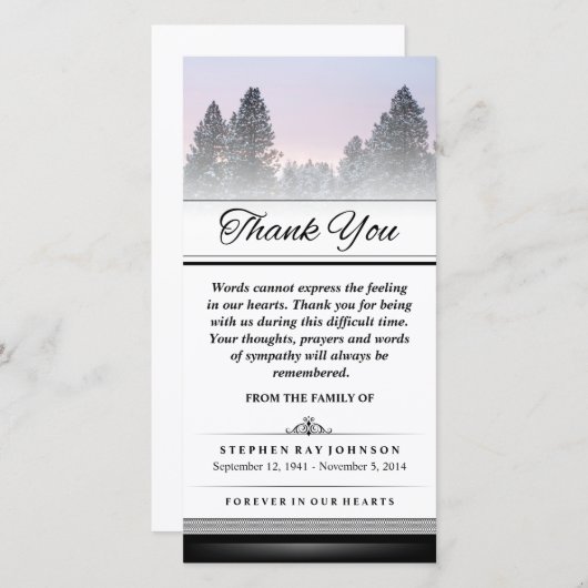 Dank u de Winterbomen woorden kunnen niet uitdrukk Bedankkaart (Voorkant / Achterkant)