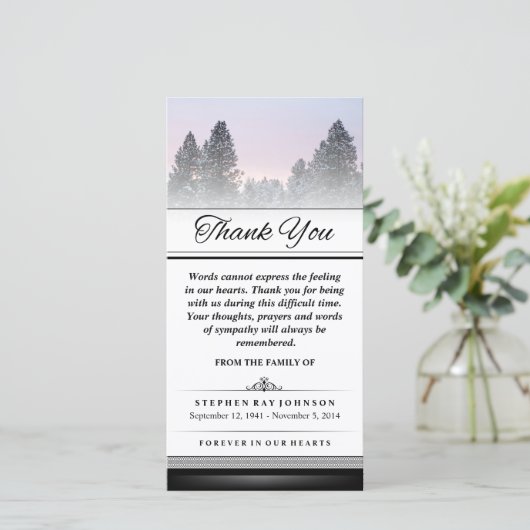 Dank u de Winterbomen woorden kunnen niet uitdrukk Bedankkaart (Staand voorkant)