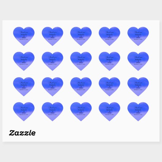 Dank u Deep Blue Cloud Abstracte kunst bruiloft Hart Sticker (Vel)