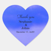 Dank u Deep Blue Cloud Abstracte kunst bruiloft Hart Sticker (Voorkant)