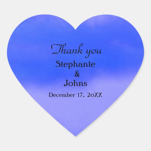 Dank u Deep Blue Cloud Abstracte kunst bruiloft Hart Sticker (Voorkant)