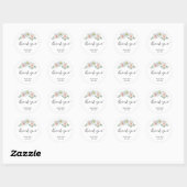 Dank u Delicate Waterverf rozen Ronde Sticker (Vel)