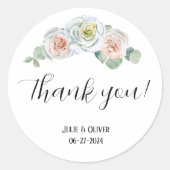 Dank u Delicate Waterverf rozen Ronde Sticker (Voorkant)