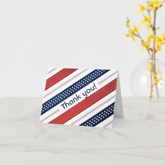 Dank u - Diagonaal Stars & Stripes Patroon Kaart (Gele Bloem)