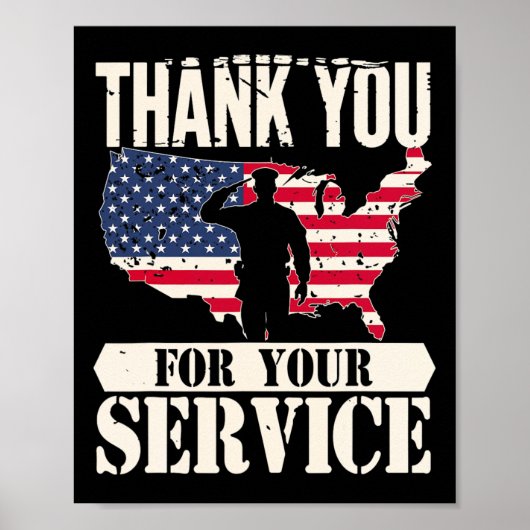 Dank u dienst Veteraan Amerika Patriot Militaire Poster (Voorkant)