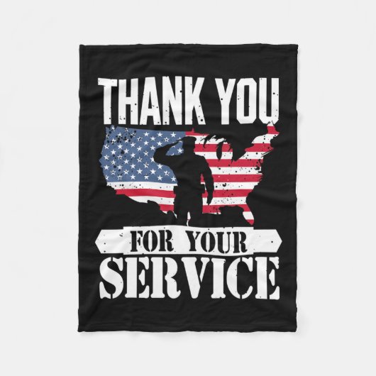 Dank u dienst Veteraan Salute Patriot Militaire Fleece Deken (Voorkant)