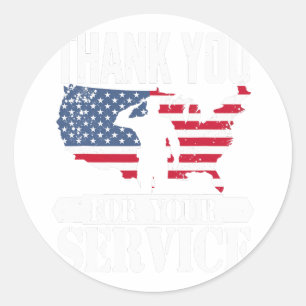 Dank u dienst Veteraan Salute Patriot Militaire Ronde Sticker