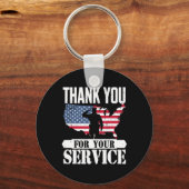 Dank u dienst Veteraan Salute Patriot Militaire Sleutelhanger (Voorkant)