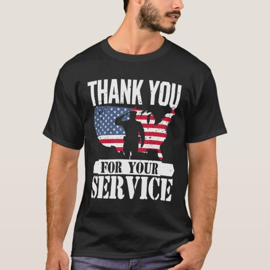 Dank u dienst Veteraan Salute Patriot Militaire T-shirt (Voorkant)